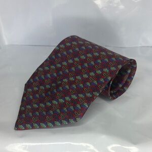 Vintage Christian Dior Luxury Red and Green Patterned Men's Neck Tie